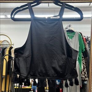 Forever 21 Black Tassel Hem Camisole